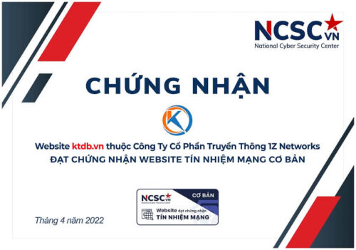 Website ktdb.vn đạt tiêu chuẩn tín nhiệm mạng NCSC